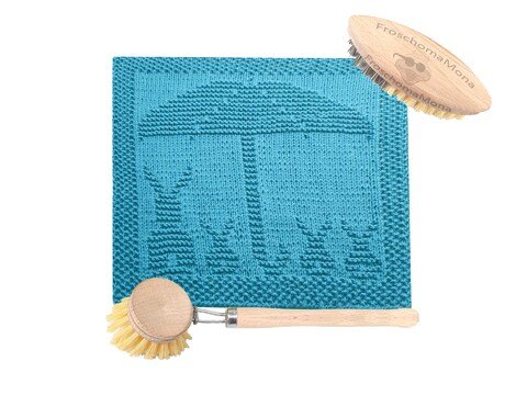 Spültücher gestrickt „ Hasen unterm Schirm “ Anleitung Waschlappen Deckchen