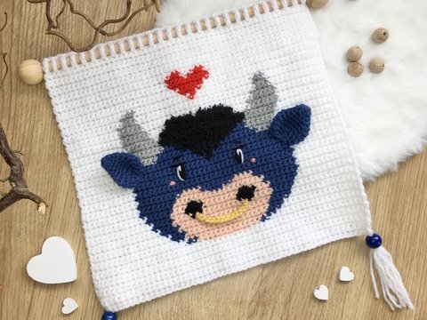 Häkelanleitung Sternzeichen Stier-Wandbehang