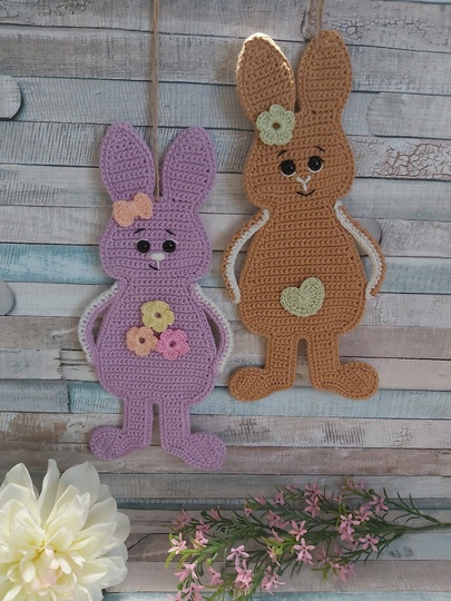 Häkelanleitung "Hasi-Aufhänger" (Wand/Tür/Fensterhänger/ Blumenstecker)