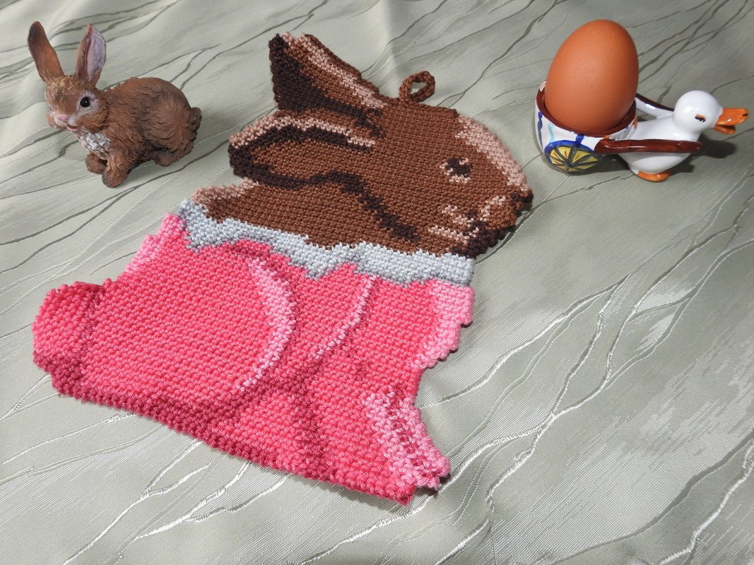 Topflappen für Ostern: Hase aus Schokolade (häkeln mit Doubleface-Technik) - Bild 2