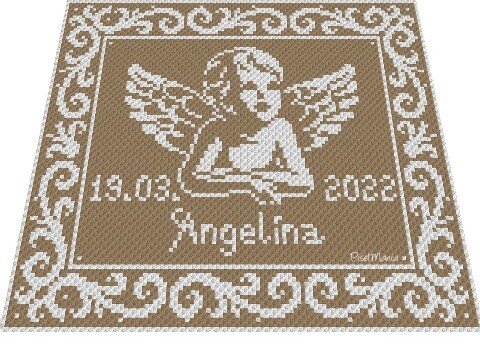 Häkelmuster * ENGEL mit NAME & DATUM * Grafik für C2C Decke