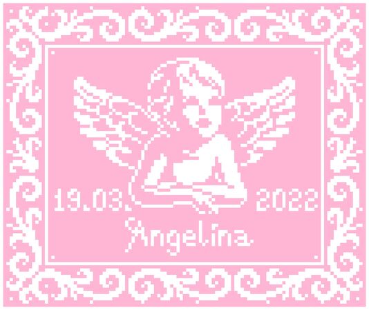 ANGEL with NAME & DATE - pattern for c2c crochet blanket