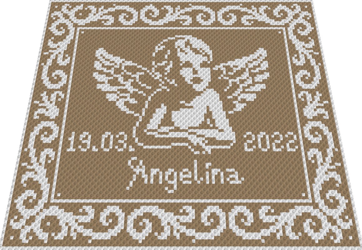 ANGEL with NAME & DATE - pattern for c2c crochet blanket - Image 6