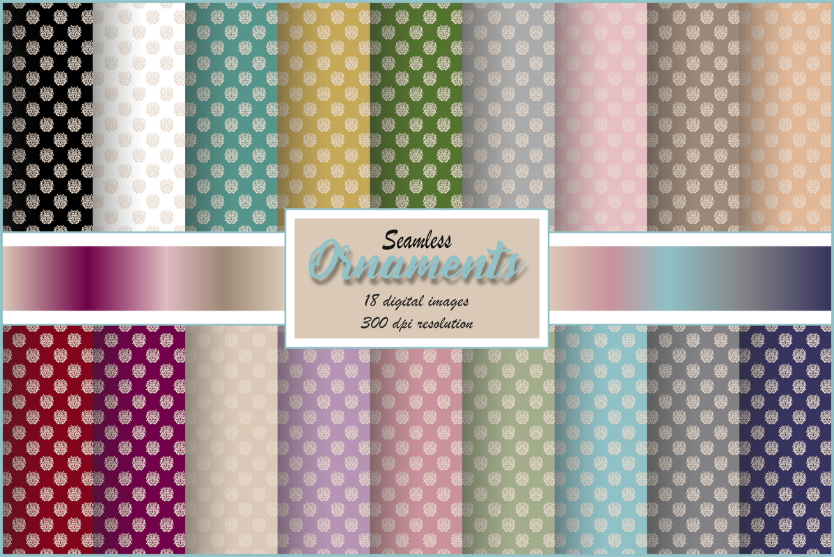 Digital Papier nahtlos 18 Pastellfarben Ornamente