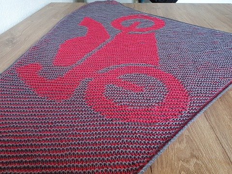 Motorrad, Schattenstricken, Illusionsstricken, Motivtuch