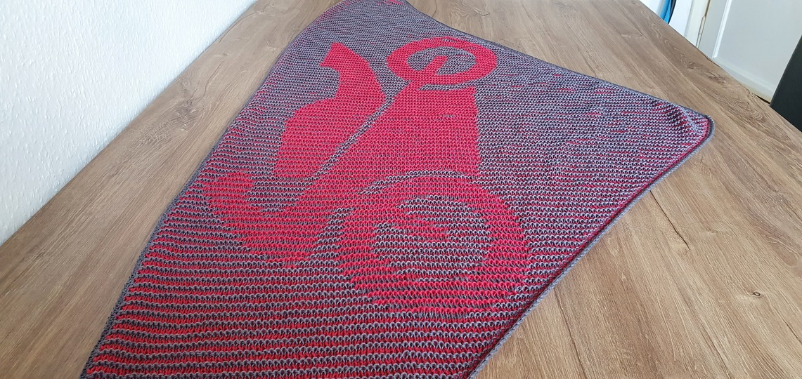 Motorrad, Schattenstricken, Illusionsstricken, Motivtuch