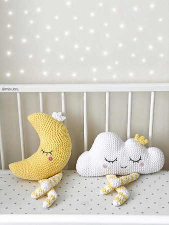 Easy crochet amigurumi Pattern of plush pillow Moon for kids room(PDF file)