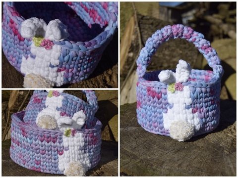 - FUNNY - BUNNY - Osterkörbchen mit Häschen und Henkel häkeln, Ostern, Deko