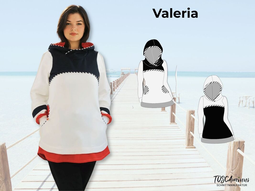 Hoodie Valeria Gr. 34-54 Schnittmuster &amp; Nähanleitung