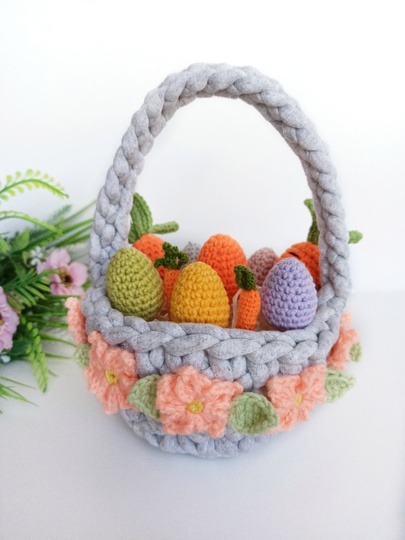 Crochet basket pattern, Easter basket beginner crochet pattern