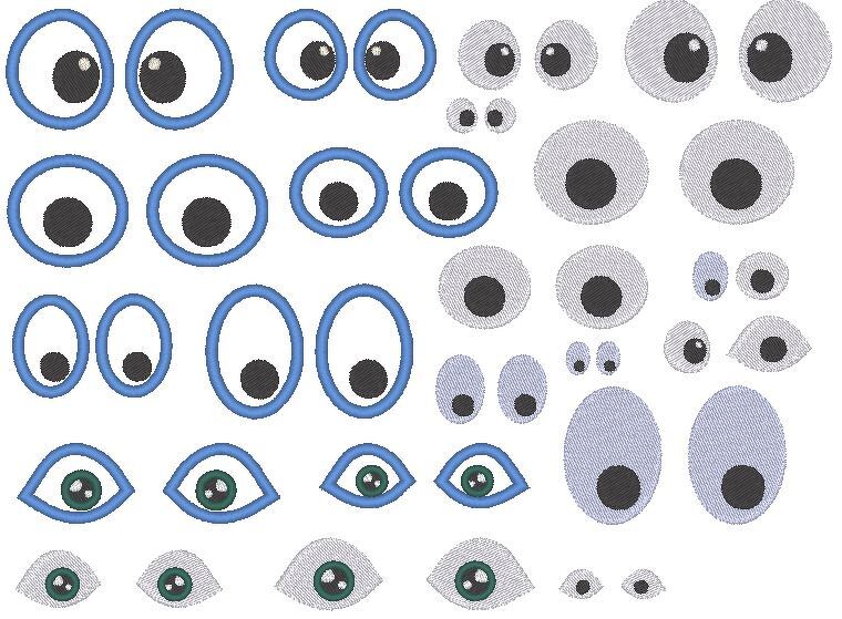 Mini kleine Augen für Kuscheltiere Bettschlagen Stickdatei