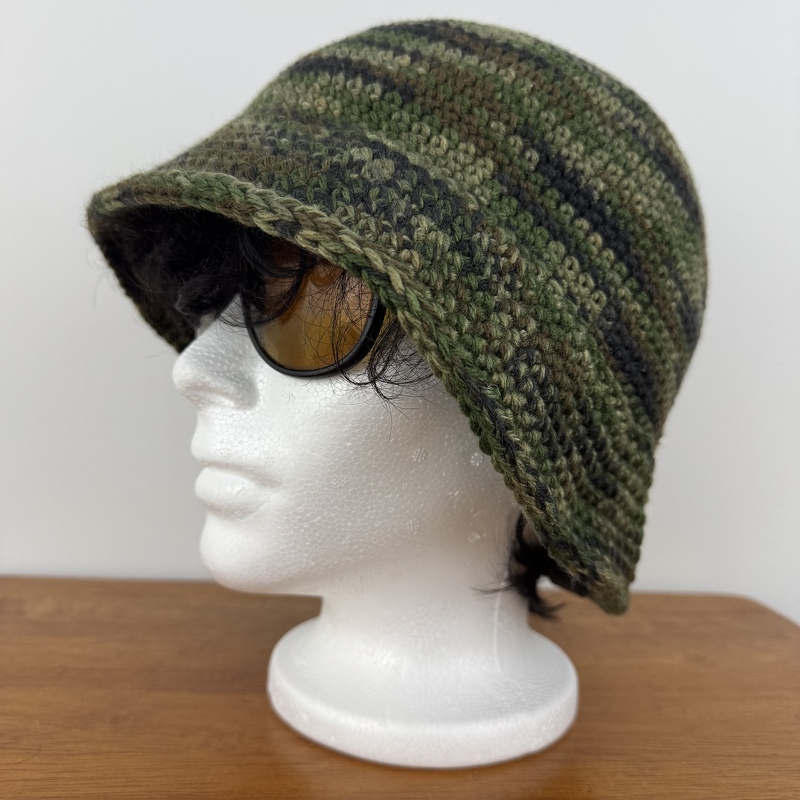 Crochet Bucket Hat PATTERN, camouflage or stripe, easy beginner