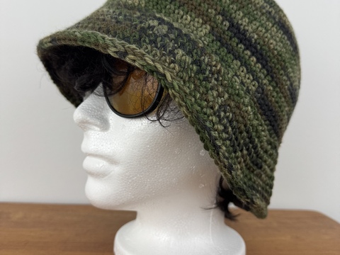 Crochet Bucket Hat PATTERN, camouflage or stripe, easy beginner