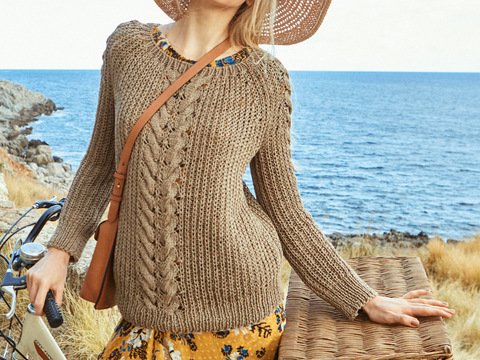 Strickanleitung: Lässiger Raglanpulli mit Zopf und Patentrippen