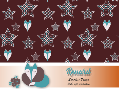 Digital Papier nahtlos Motiv Fuchs Sterne Scrapbooking Wallpaper brown