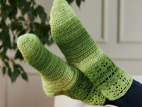 GREEN SOCKS, gehäkelte Socken