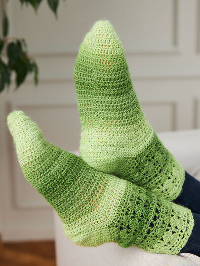 GREEN SOCKS, gehäkelte Socken