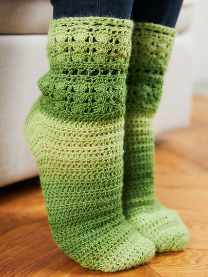GREEN SOCKS, gehäkelte Socken