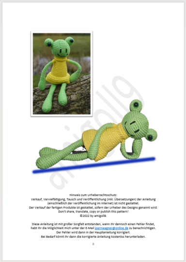 Amigurumi Häkelanleitung für das Froschmädchen Linda