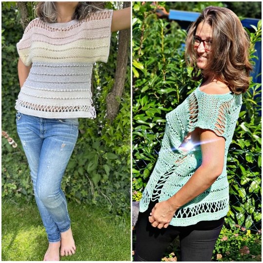 Seafoam PonShirt - Häkelponcho und Shirt in einem