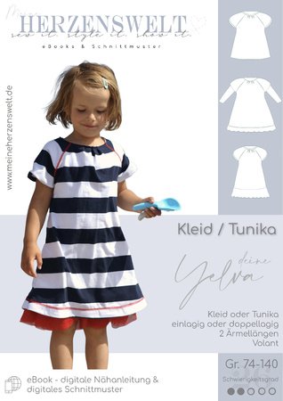 Kleid Kinder – E-Book Schnittmuster Gr. 74-140 – Yelva