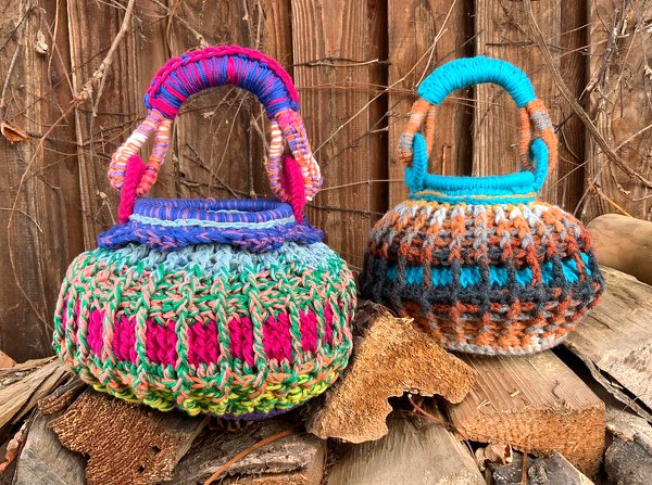 Afrikanisches Körbchen aus Wolleresten