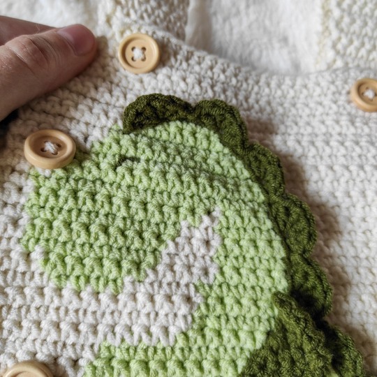Crochet Pattern Baby Romper Dinosaur - sizes Newborn to 18 months