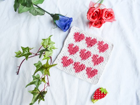 Häkelanleitung Waschlappen Herzchen