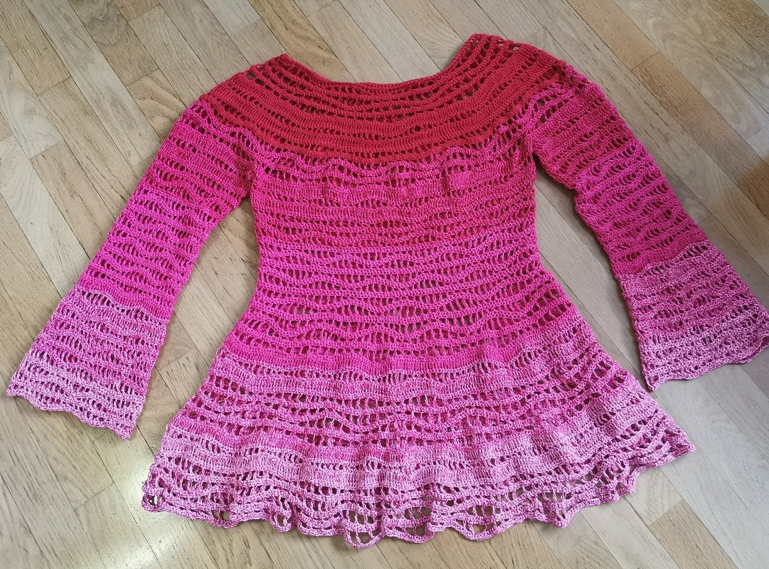 Sommerpulli/Tunika/Kleid Strawberry fields, Häkelanleitung - Bild 4