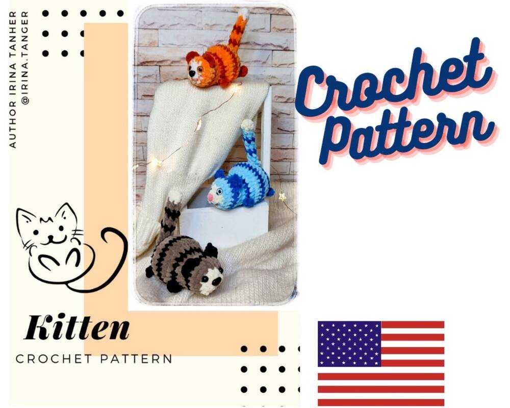 Plush Kitten Crochet Pattern. Small Plush Cat