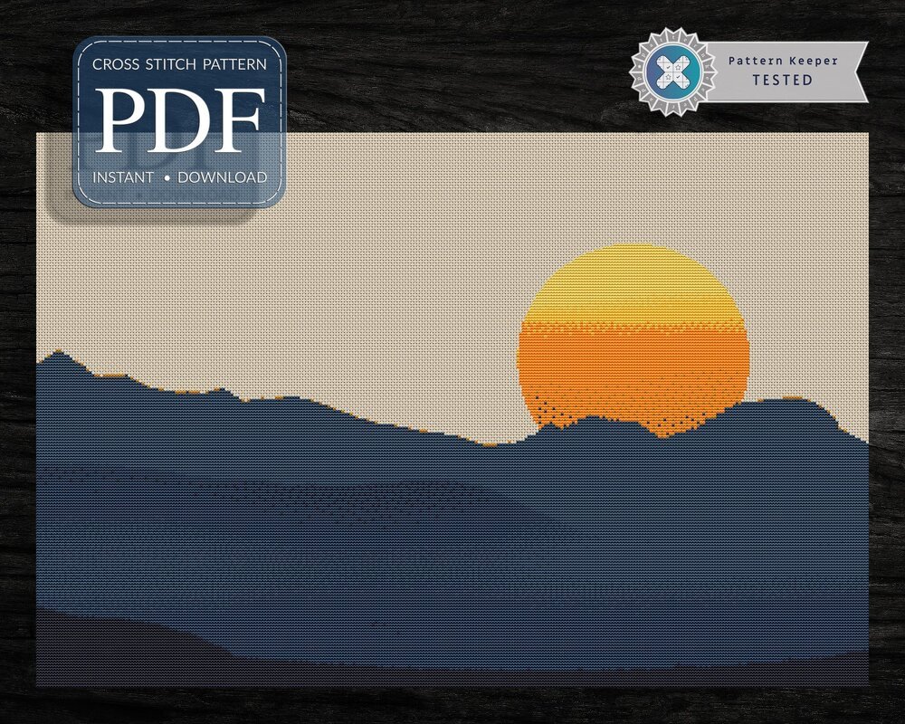 Mountains Sunset > Cross Stitch Pattern PDF