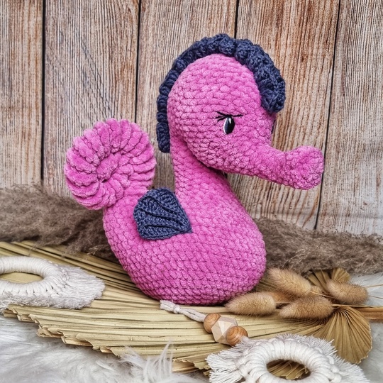 Häkelanleitung Seepferdchen (Kombianleitung: Chenille- & Baumwoll-Version)