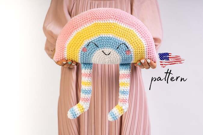 Plush pattern of Rainbow pillow EASY Amigurumi Crochet Pattern (PDF file)