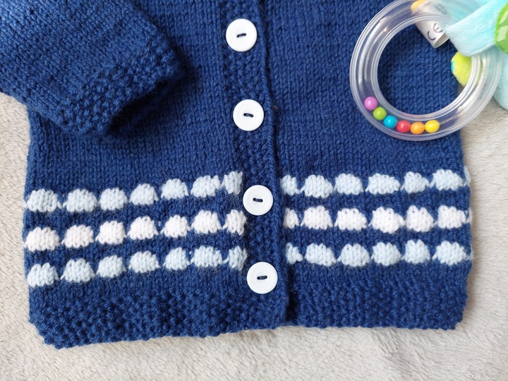 Strickanleitung Babyjacke Bubblemuster mal anders Größe 74/80!
