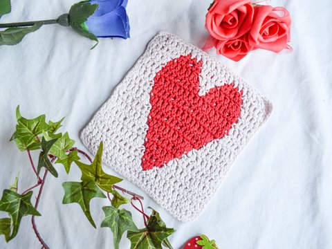 Crochet Pattern Big Heart Washcloth