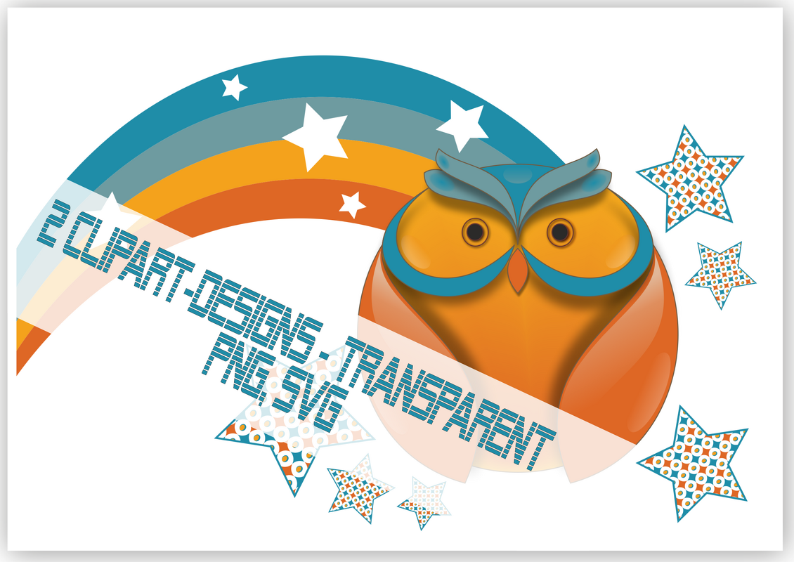 Eule Regenbogen Sterne Digital Paper Clip Art