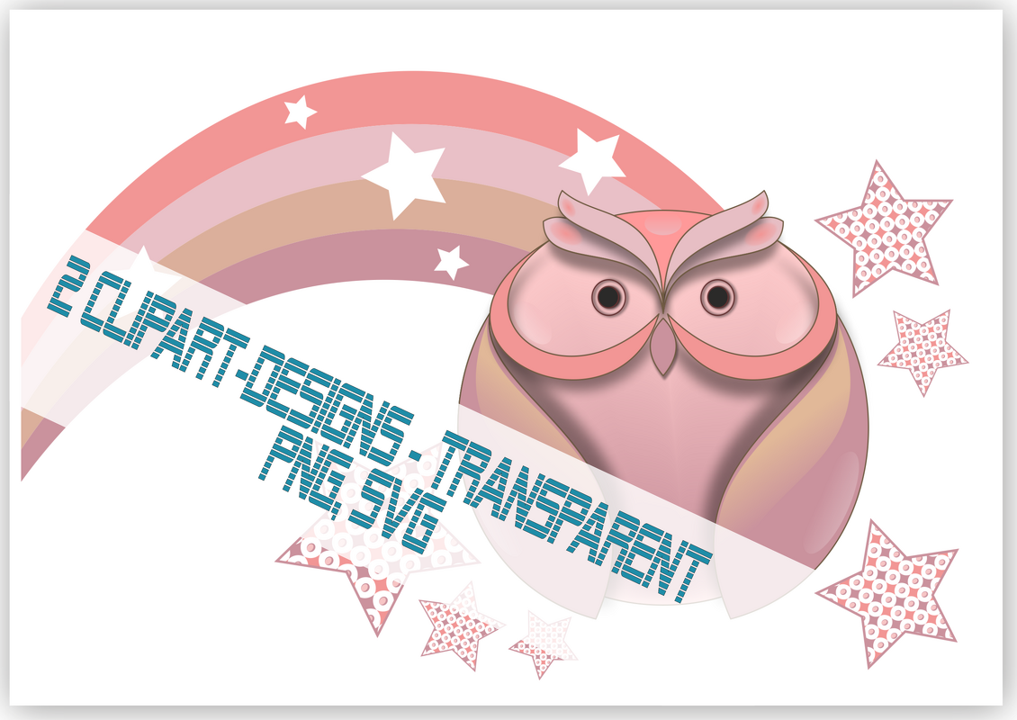Eule Regenbogen Sterne Digital Paper Clip Art rosa Ephemera