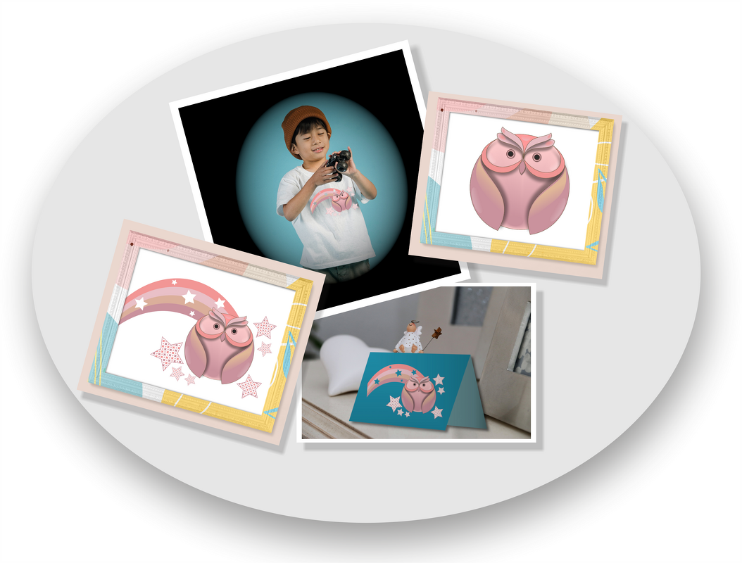 Eule Regenbogen Sterne Digital Paper Clip Art rosa Ephemera - Bild 2