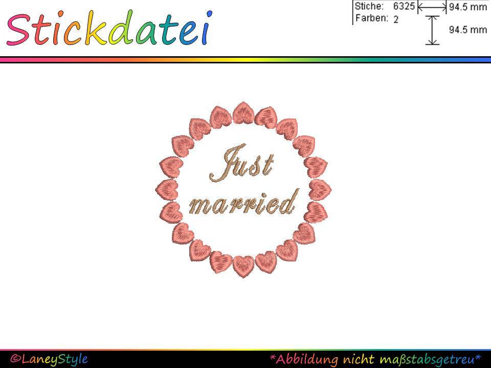 Stickdatei "Just married - Hochzeit"