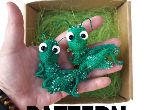 Pattern of crocheting Brooch - "Grasshopper"