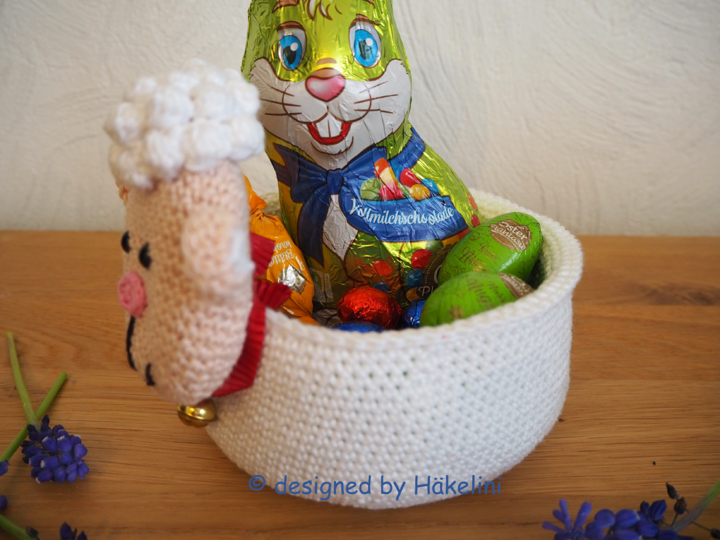 Häkelinis Osterkörbchen Trio Küken, Hase, Schaf