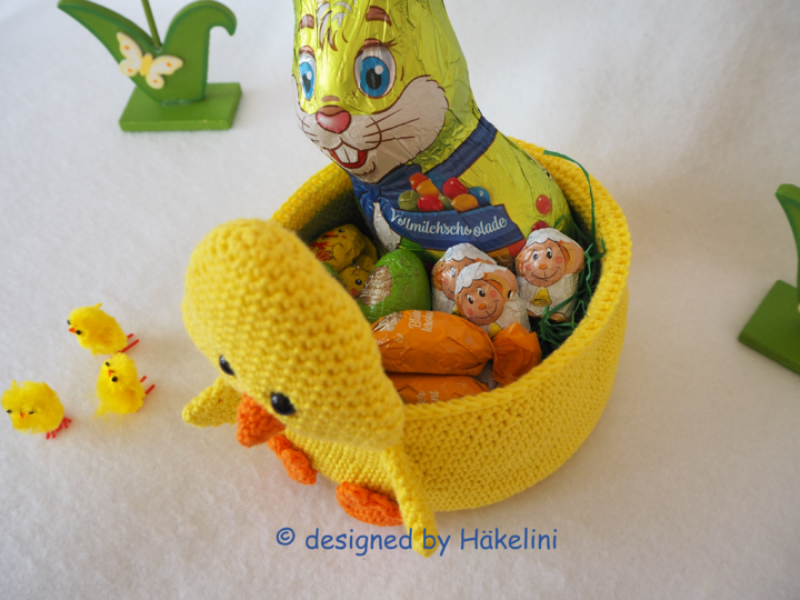 Häkelinis Osterkörbchen Trio Küken, Hase, Schaf