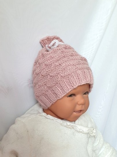 Strickanleitung Babymütze, Baby-Mütze ca. 0 - 5 Monate, Bogenmuster  #297