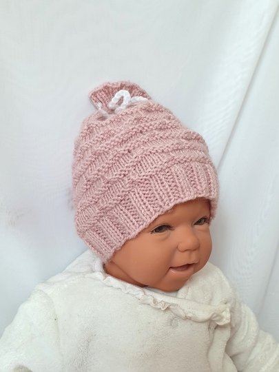 Strickanleitung Babymütze, Baby-Mütze ca. 0 - 5 Monate, Bogenmuster  #297