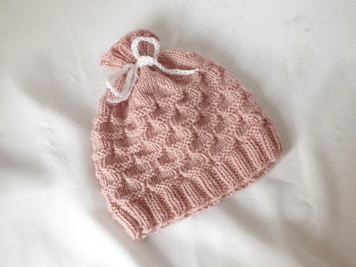 Strickanleitung Babymütze, Baby-Mütze ca. 0 - 5 Monate, Bogenmuster  #297