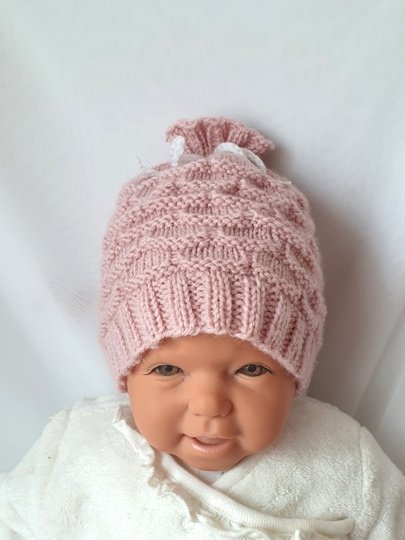 Strickanleitung Babymütze, Baby-Mütze ca. 0 - 5 Monate, Bogenmuster  #297
