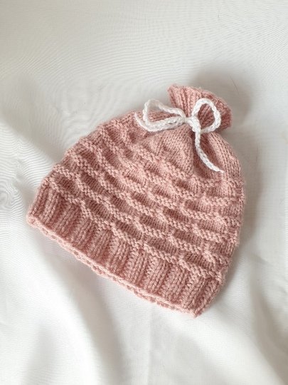 Strickanleitung Babymütze, Baby-Mütze ca. 0 - 5 Monate, Bogenmuster  #297