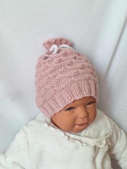 Strickanleitung Babymütze, Baby-Mütze ca. 0 - 5 Monate, Bogenmuster  #297