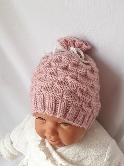 Strickanleitung Babymütze, Baby-Mütze ca. 0 - 5 Monate, Bogenmuster  #297
