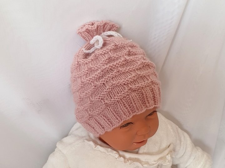 Strickanleitung Babymütze, Baby-Mütze ca. 0 - 5 Monate, Bogenmuster  #297